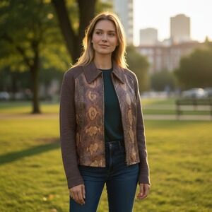 Fe Zandi Beverly Hills Snakeskin python zip up jacket, size 6